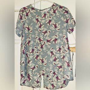 Sienna Sky Blue and Purple Floral Blouse